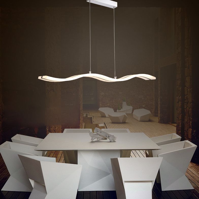 Modern Minimalist LED Island Pendant Lighting Wave Acrylic Island Ceiling Light for Living Room