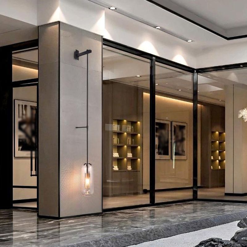 Contemporary Circle Shape Wall Light with Glass Shade for Living Room