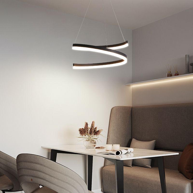 Twisted Strip Shape Pendant Lighting Nordic-Style LED Metal Suspension Light