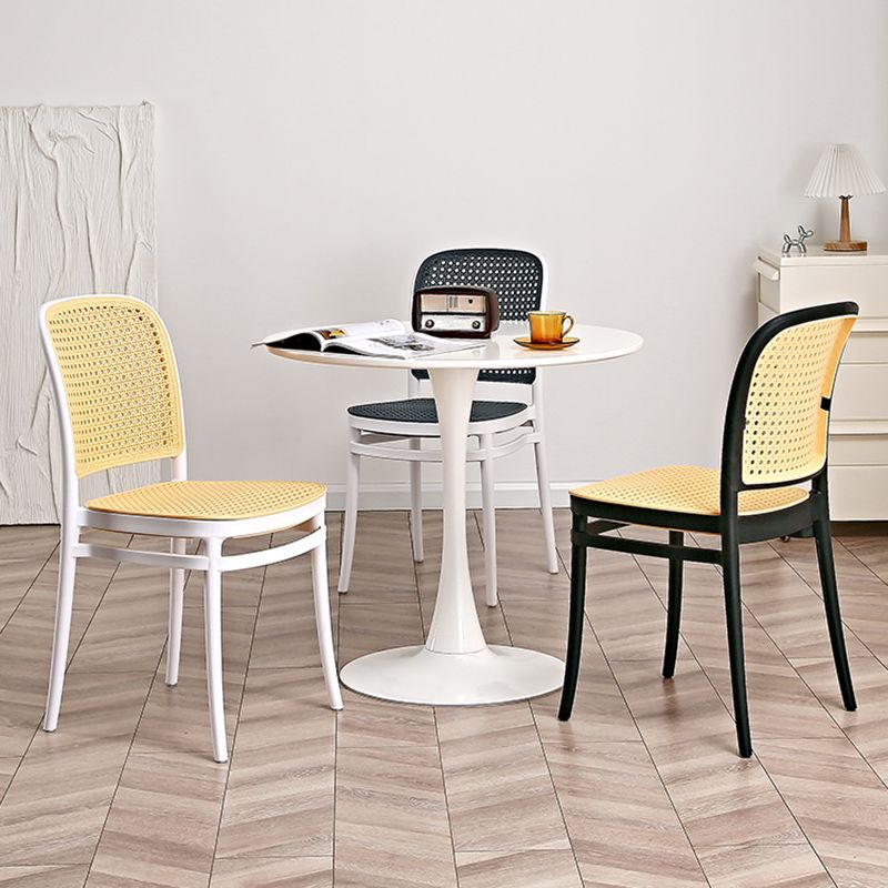 Contemporary Style Armless Chair Plastic Open Back Side Chair for Restaurant Bedroom