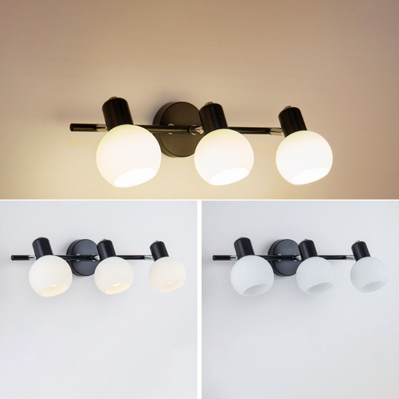 Orb Shape Bathroom Wall Lamp Metal and Glass Traditional Style Sconce Wall Light