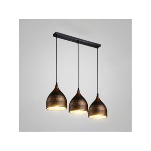 3 luces Lighting Pending Lighting Luz de suspensión de metal de bronce de estilo industrial con dosel lineal para la cocina