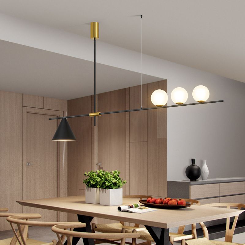 Contemporary Island Light White Glass Shade Hanging Light for Dining Room