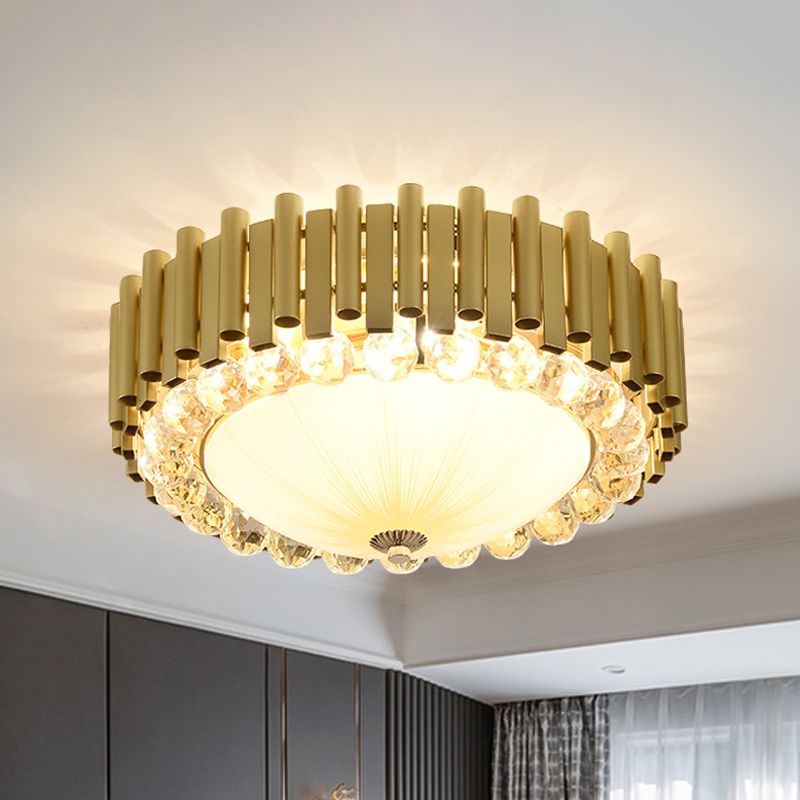 Sfere Crystal Dome Flushmonte Lighting Moderno 6 - Testa Soffitto Montato Fixture in Brass per Bedroom