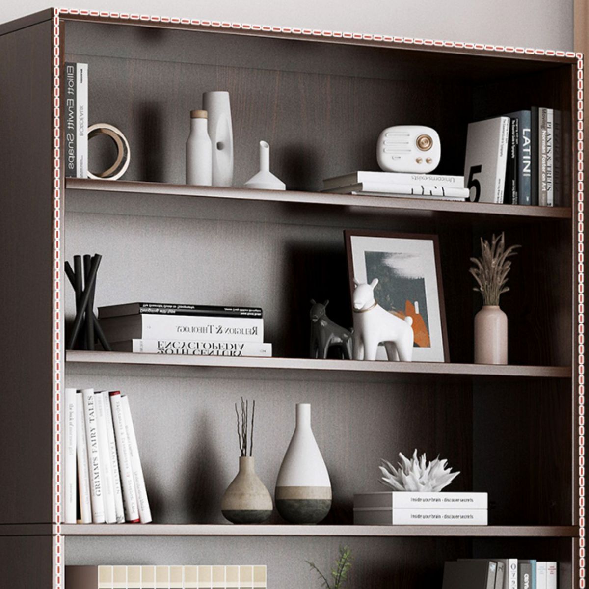 Closed Back Modern Style Bookshelf Wood Bookcase for Home Office