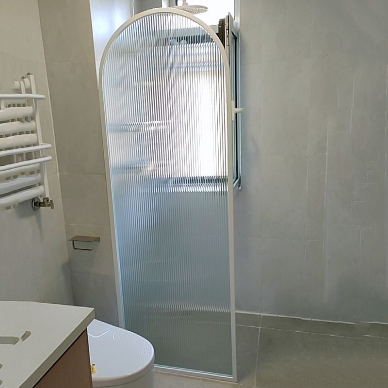 White Full Frame Single Fixed Panel, Half Partition Arched Waterproof Bathroom Screen