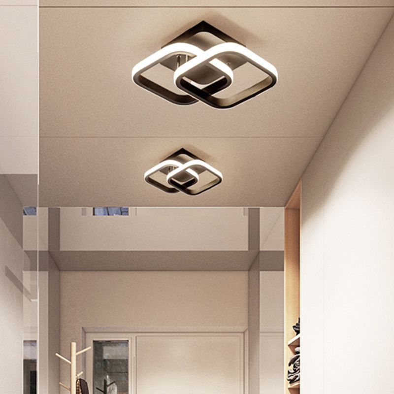 Geometric Semi Mount Lighting Simple Style Metal LED Aisle Semi Flush Light Fixture