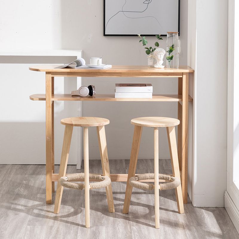 Industrial Solid Wood Bar Table Trestle Base Bar Table for Dining Room