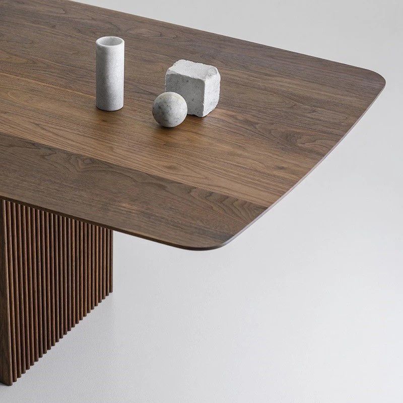 Pine Solid Wood Dining Site Table Modern Rectangle Double Pedestal Dining Table