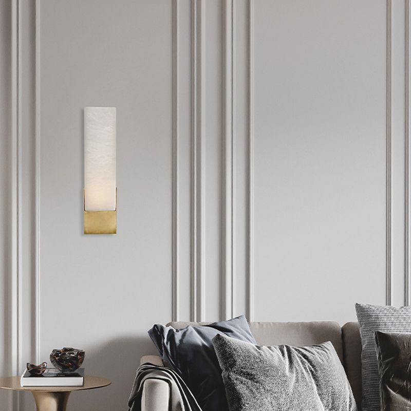 Modern Cuboid Sconce Light Fixture Stone 1-Light Wall Lights for Bedroom