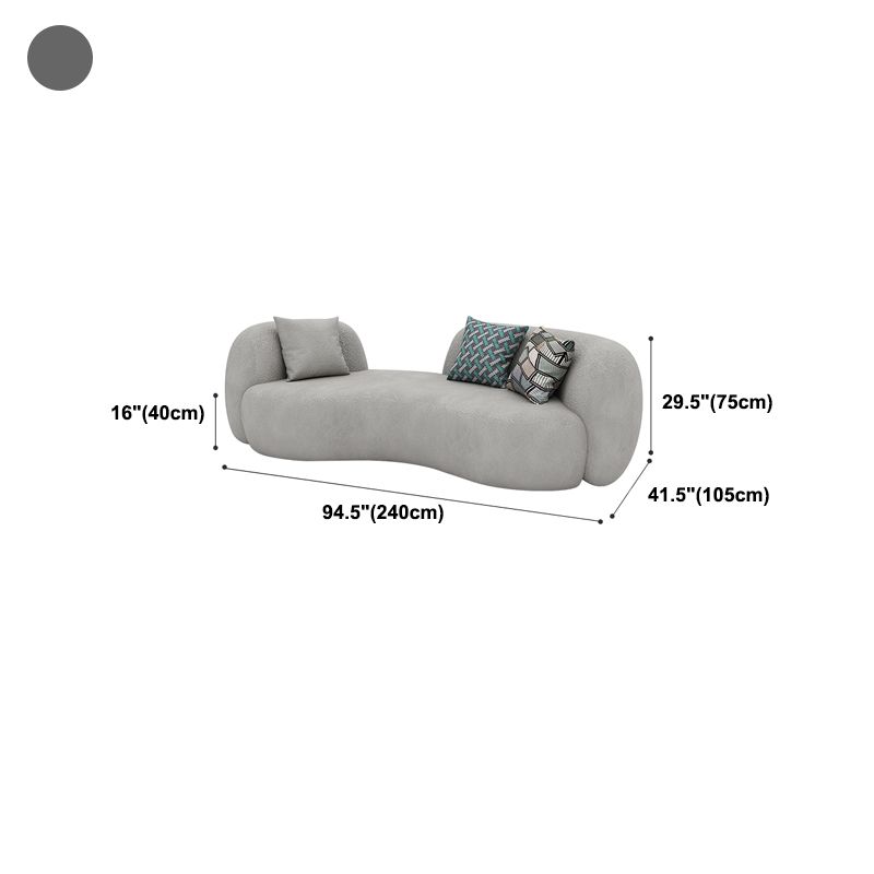 Contemporary Recessed Arm Sofa Pillow Back Curved Sofa for Living Room