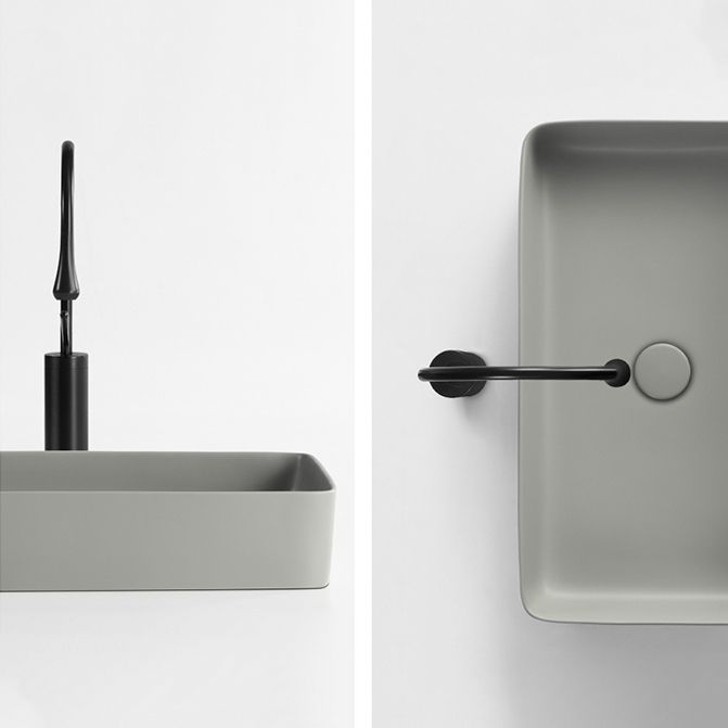 Modern Bathroom Sink Porcelain Rectangular with Pop-Up Drain Vessel Lavatory Sink