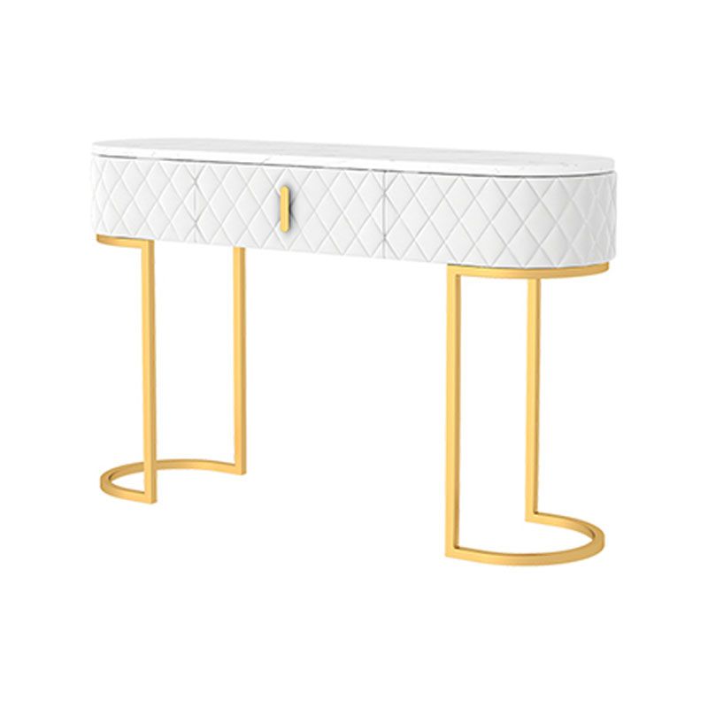 Sled Glam Marble Console Table 14" W Oval Console Accent Table for Hall