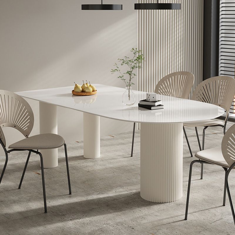 Contemporary Dining Sintered Stone Table Wood Base for Home Use