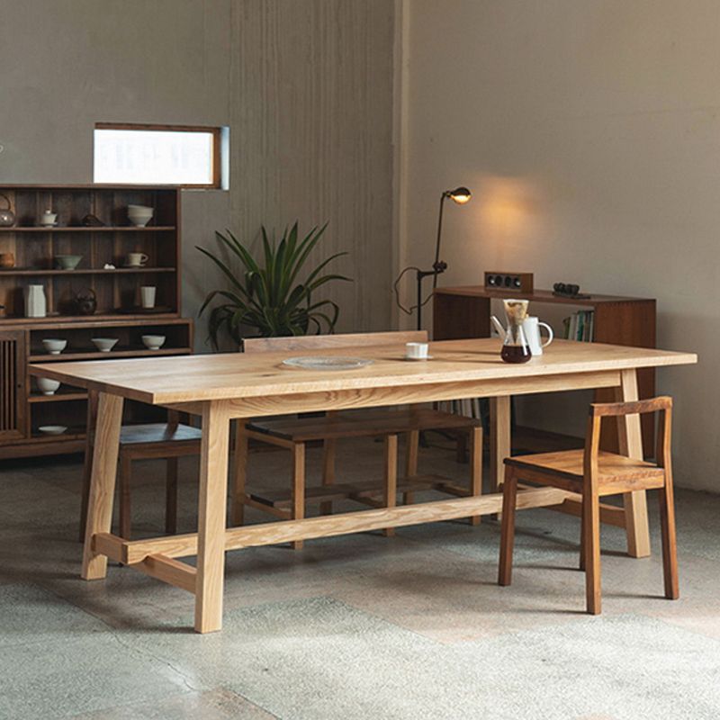 Mesa de madera moderna para mesa de comedor rectangular de restaurantes con base de caballete