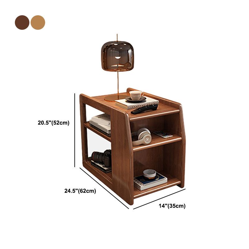 Modern Rectangle Wood/Slate Top Side Table 20.5" Tall End Table with Shelves