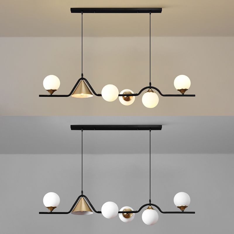 Shaded Island Lighting Fixture Simplicity Glass Island Chandelier for Dinning Room