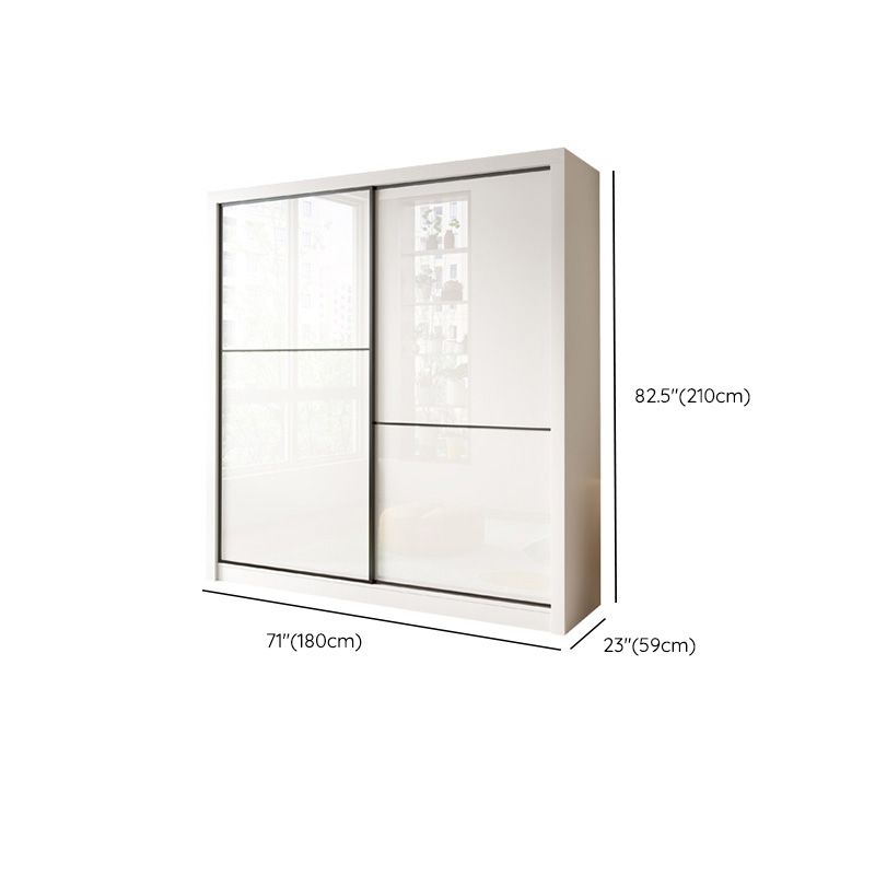 Bedroom Wardrobe Cabinet Modern White Storage Armoire with Sliding Doors