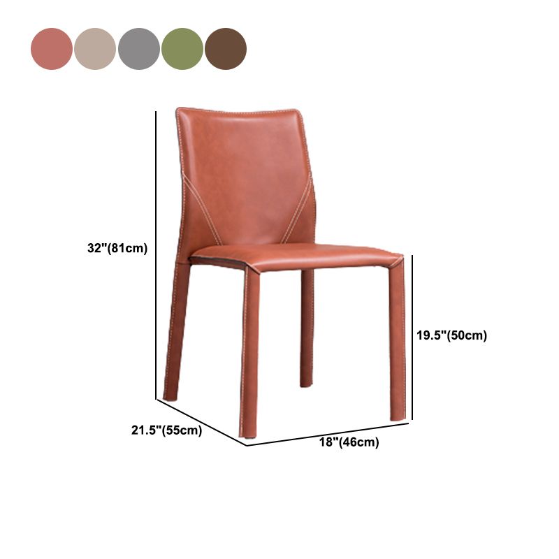 Contemporary Home Side Chair Faux Leather Solid Back Dining Chair