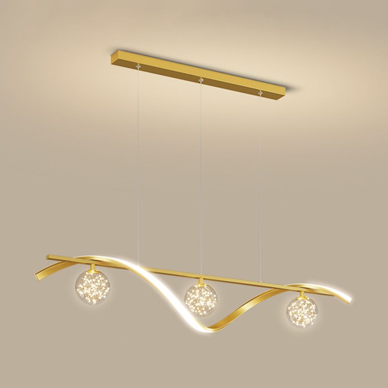 Nordic Light Luxury Simple Contemporary Style LED Hanging Island Pendant Light for Dining Room Bar