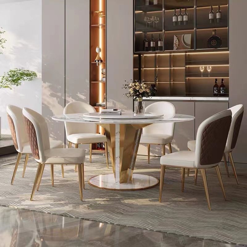 Glam Style Round Table Set 1/4/5/7/9 Pieces Dining Set for Kitchen