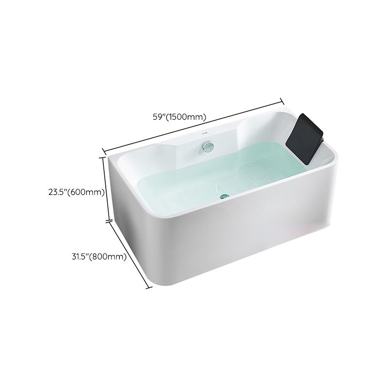 Modern White Rectangle Bathtub Acrylic Back to Wall with Drain Bath Tub