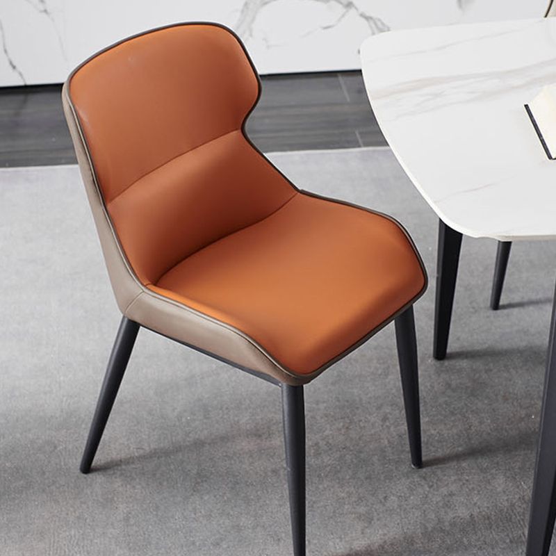 Upholstered Dining Chair Faux Leather and Metal Dining Room Chair