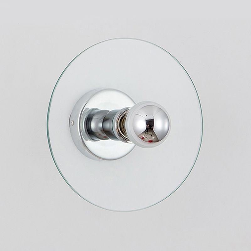 Glass Circle Wall Sconce Single Bulb lampada a parete in stile contemporanea in chiaro per camera da letto