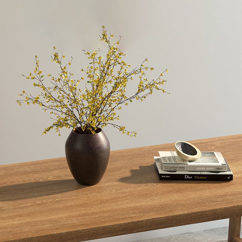 Pine Wood Top Dining Table Modern Rectangle Table with Solid Wood Sled Base