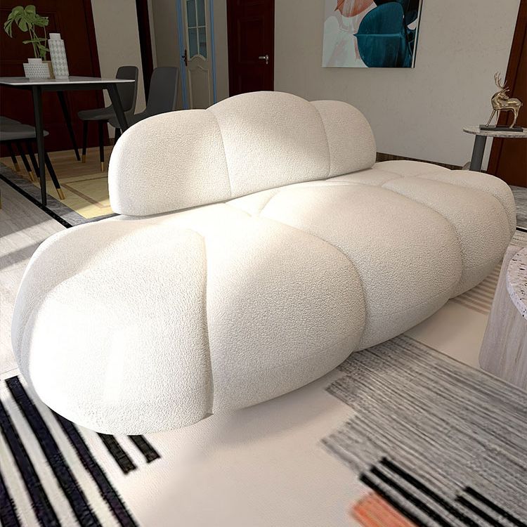 Contemporary Armless Sofa Wool Cloud-Shaped Seating in Cream