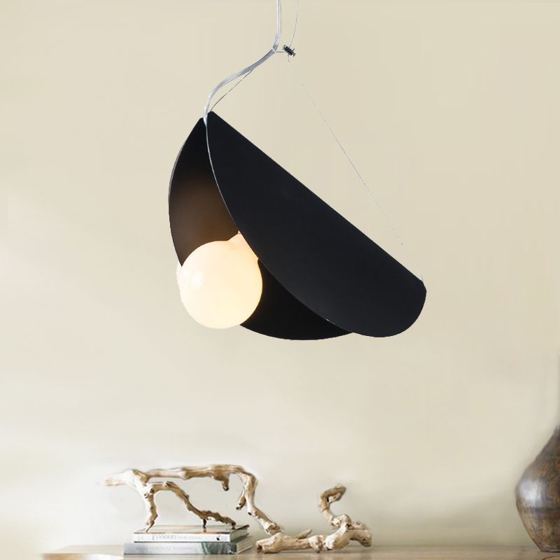 Black/Grey/Black Curved Hanging Lighting Contemporary 1 Light Metal Suspension Pendant for Bedroom