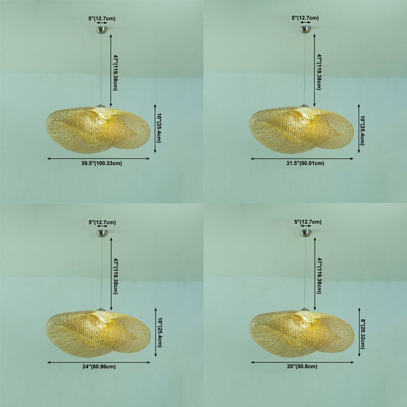 Log Color Geometrische Pendelleuchte im asiatischen Stil Bambuswebelampe für kommerzielle Stelle