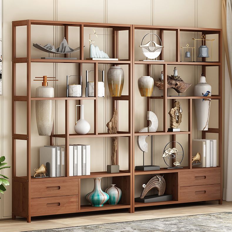 Etagere Shelf Bookcase Brown Vertical Bookshelf for Home Office