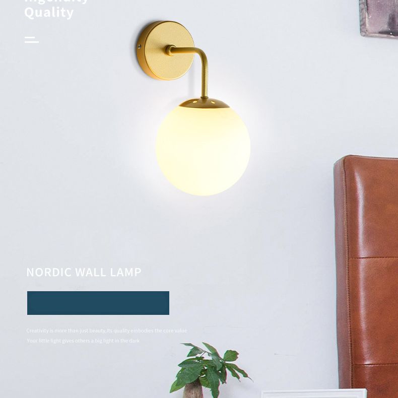 Globe Shade Wall Light Glamp 1 licht Moderne minimalistische stijl SCONCE LICHT VOOR SLAAPKAMER