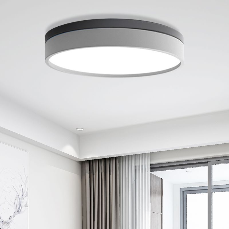 Nordic Tambour Iron Flush Mount 12 /16/ 19.5 Inch Dia LED Plafond Verlichtingsarmatuur in Wit Licht, Wit/Roze/Geel