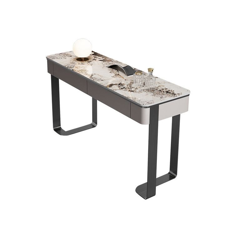 2 Drawers 29.52" High Vanity Set with Stool Stone Top Dressing Table