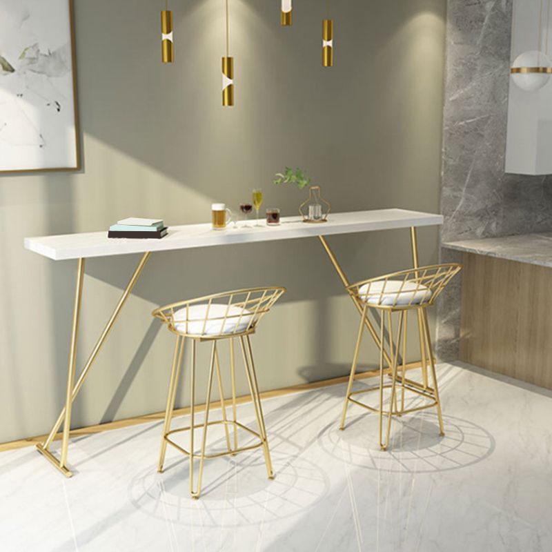 Glam Backrest Stools Metal Barstool with Gold Metal Legs for Bar