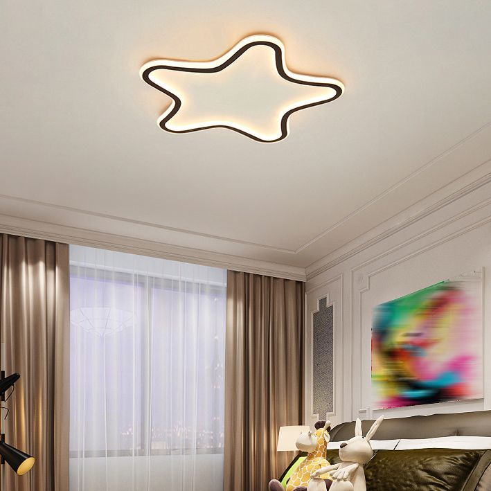 Plafonnier encastré en forme d'étoile en métal, style moderne, éclairage encastré à 1 lumière en noir