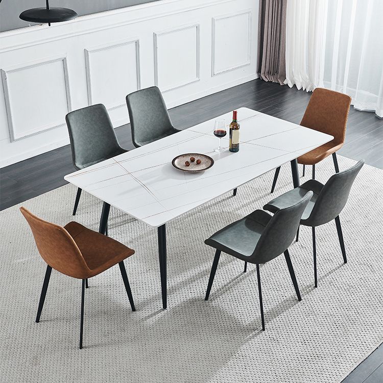 Industriële stijl rechthoek eettafel stenen eettafel met metalen 4 poten