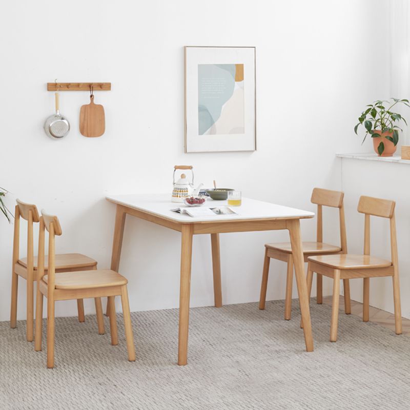 Modern Stone Rectangle Dining Table Wooden Legs for Dining Room