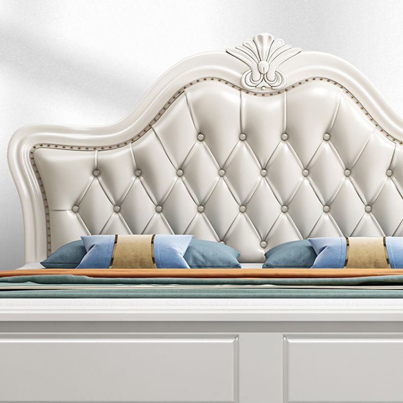 Victorian Solid Wood Standard Bed Headboard Bed Frame with Legs