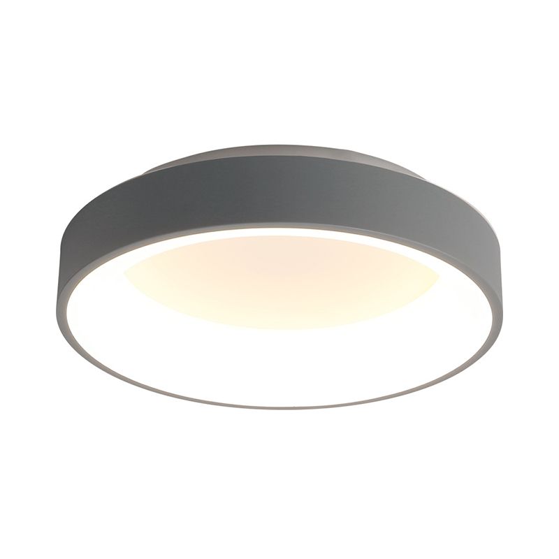 Luz de techo empotrada circular de hierro, iluminación LED empotrada gris nórdica/blanca para dormitorio, 18"/23,5" de diámetro