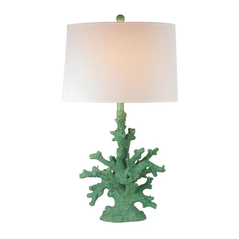 Éclairage de table verte / rouge en résine Corail 1 Bulbe Countryside Night Stand Lampe avec tambour de tambour