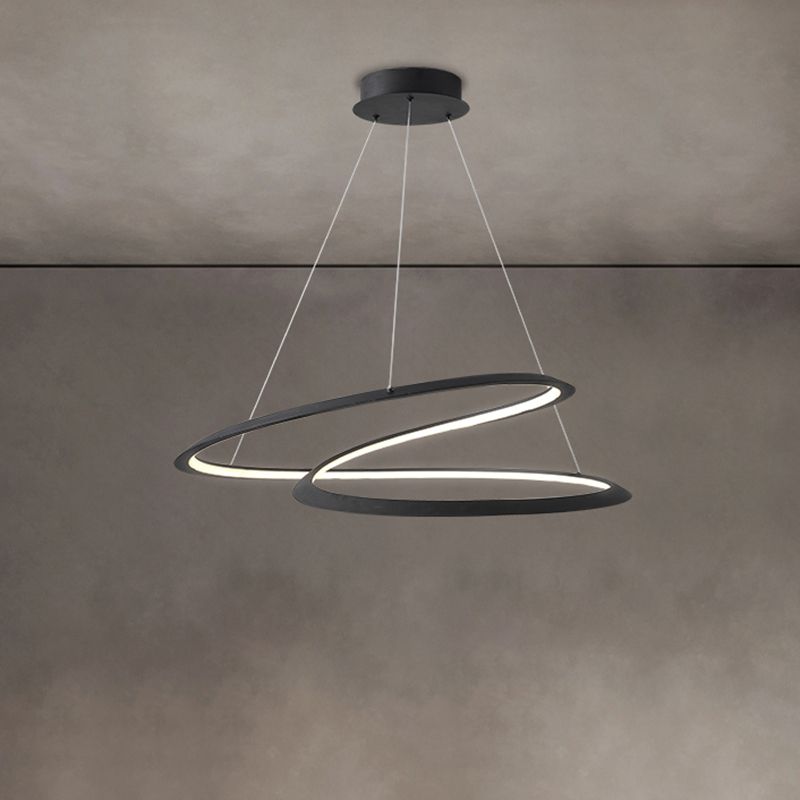 Living Room Chandelier Lamp Minimalist LED Pendant Light with Twisted Aluminum Shade