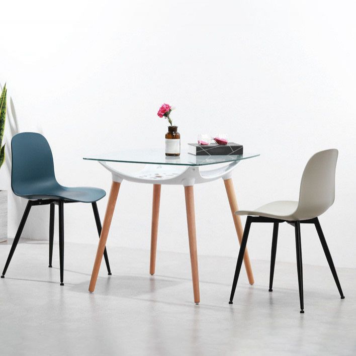 Sedia da casa per la casa contemporanea gambe in metallo sedia da pranzo in plastica (set di 4)