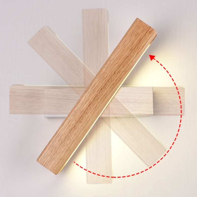 1 Light Rectangle Wall Mounted Lamps Modern Style Wood Wall Lamps