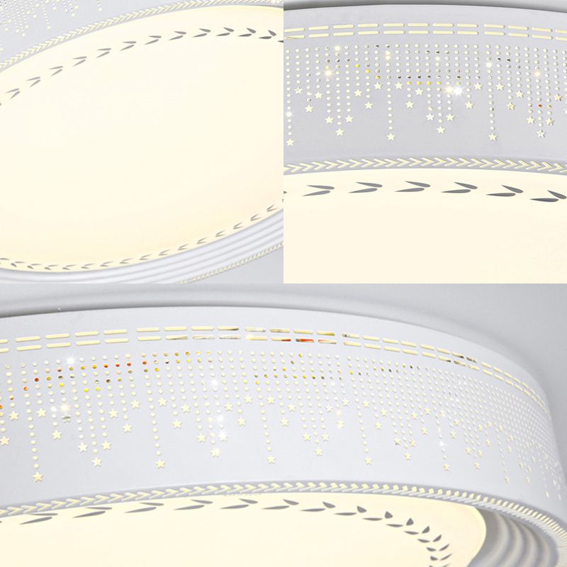 Simple LED Ceiling Light with Acrylic Shade White Round Flush Mount Lighting in Meteor Shower Design, 18"/22"/30" Dia