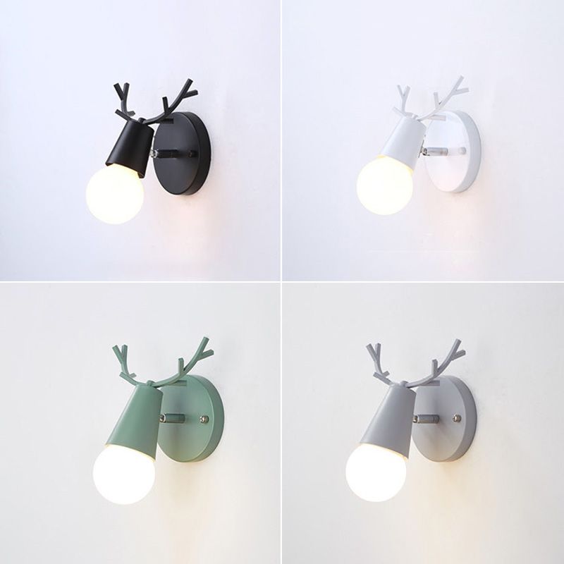Estilo moderno Luz de lámpara de montaje de pared de 1 luces Lighting de pared de los ciervos de metal