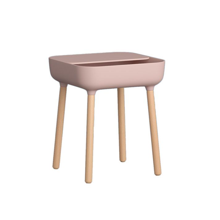 Square Accent Side Table Solid Wood 4 Legs Side End Snack Table with Shelf