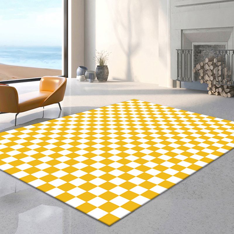 Solid Color Modern Area Carpet Polyester Gingham Indoor Rug Anti-Slip Backing Carpet for Living Room